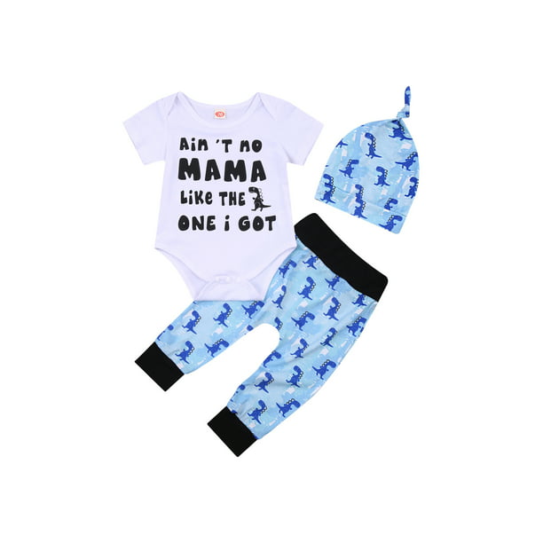 Baby Boys Dino Babygro Sleepsuit Romper 2 Piece Hat Bib Set New Baby Gift Cheap 